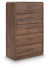 Fortlorn Walnut Brown Five Drawer Chest - Ornate Home