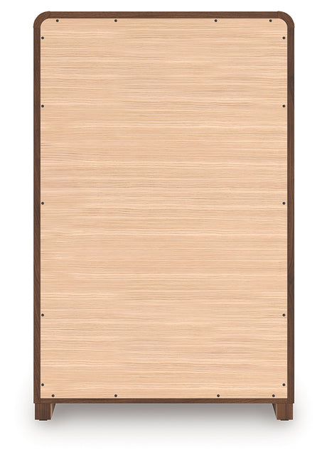 Fortlorn Walnut Brown Five Drawer Chest - Ornate Home