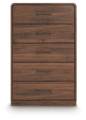 Fortlorn Walnut Brown Five Drawer Chest - Ornate Home
