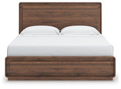 Fortlorn Walnut Brown King Panel Bed, Dresser, Mirror and Chest - Ornate Home
