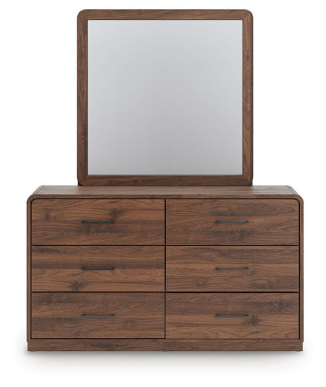 Fortlorn Walnut Brown King Panel Bed, Dresser, Mirror and Nightstand - Ornate Home