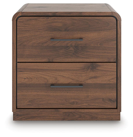 Fortlorn Walnut Brown King Panel Bed, Dresser, Mirror and Nightstand - Ornate Home