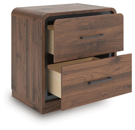 Fortlorn Walnut Brown King Panel Bed, Dresser, Mirror and Nightstand - Ornate Home