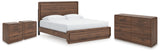 Fortlorn Walnut Brown King Panel Bed, Dresser and 2 Nightstands (Online Special Price) - Ornate Home