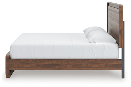 Fortlorn Walnut Brown King Panel Bed, Dresser and 2 Nightstands - Ornate Home