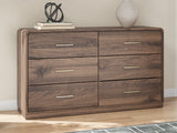 Fortlorn Walnut Brown King Panel Bed, Dresser and Nightstand - Ornate Home