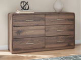 Fortlorn Walnut Brown King Panel Bed, Dresser and Nightstand - Ornate Home