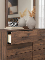 Fortlorn Walnut Brown King Panel Bed, Dresser and Nightstand - Ornate Home