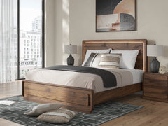 Fortlorn Walnut Brown King Panel Bed, Dresser and Nightstand - Ornate Home