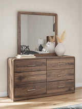 Fortlorn Walnut Brown Queen Panel Bed, Dresser, Mirror and Nightstand - Ornate Home
