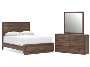 Fortlorn Walnut Brown Queen Panel Bed, Dresser and Mirror (Online Special Price) - Ornate Home