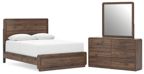 Fortlorn Walnut Brown Queen Panel Bed, Dresser and Mirror - Ornate Home