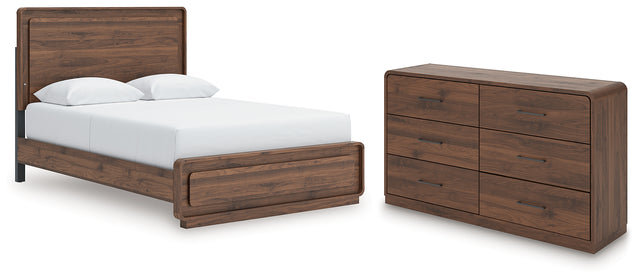 Fortlorn Walnut Brown Queen Panel Bed and Dresser (Online Special Price) - Ornate Home