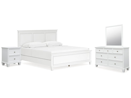 Fortman White California King Panel 4-Piece Bedroom Set - Ornate Home