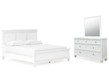 Fortman White California King Panel Bed & Dresser & Mirror - Ornate Home