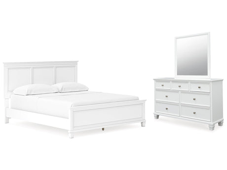 Fortman White California King Panel Bed & Dresser & Mirror - Ornate Home