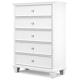 Fortman White Full Panel 5-Piece Bedroom Set - Ornate Home