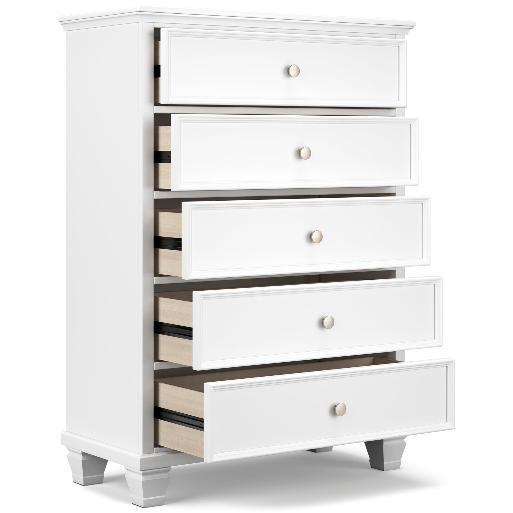 Fortman White Full Panel 5-Piece Bedroom Set - Ornate Home