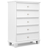 Fortman White Full Panel 5-Piece Bedroom Set - Ornate Home