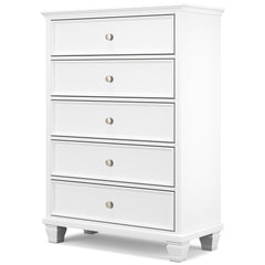 Fortman White Full Panel 5-Piece Bedroom Set - Ornate Home