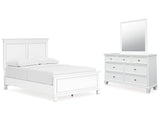 Fortman White Full Panel Bed, Dresser and Mirror - Ornate Home