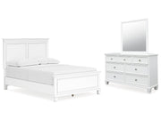 Fortman White Full Panel Bed, Dresser and Mirror - Ornate Home
