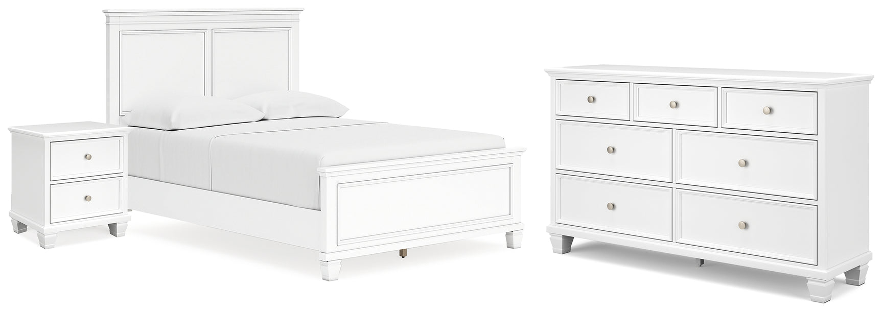 Fortman White Full Panel Bed, Dresser and Nightstand (Online Special Price) - Ornate Home