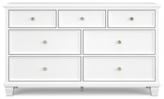 Fortman White Full Panel Bed, Dresser and Nightstand - Ornate Home