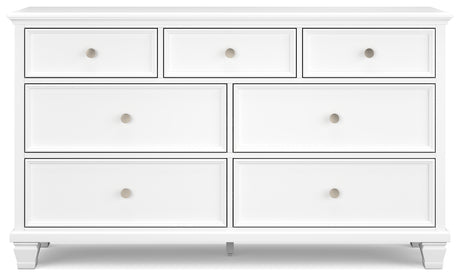 Fortman White Full Panel Bed, Dresser and Nightstand - Ornate Home