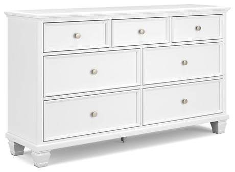 Fortman White Full Panel Bed, Dresser and Nightstand - Ornate Home