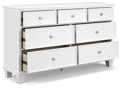 Fortman White Full Panel Bed, Dresser and Nightstand - Ornate Home