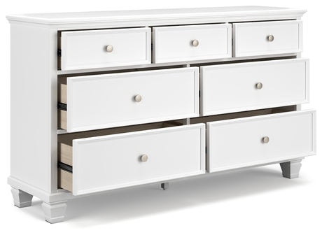 Fortman White Full Panel Bed, Dresser and Nightstand - Ornate Home