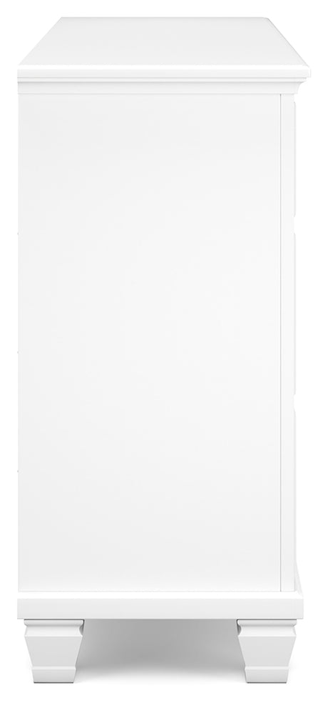 Fortman White Full Panel Bed, Dresser and Nightstand - Ornate Home