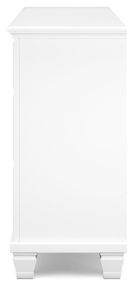 Fortman White Full Panel Bed, Dresser and Nightstand - Ornate Home