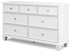 Fortman White Full Panel Bed, Dresser and Nightstand - Ornate Home