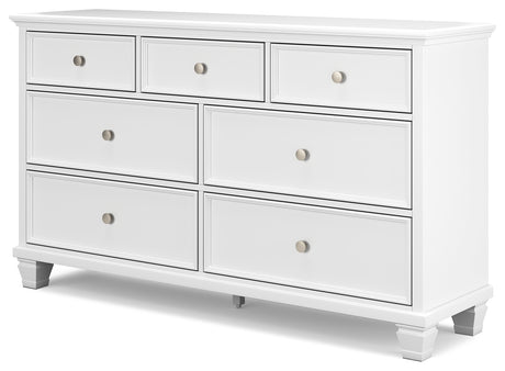 Fortman White Full Panel Bed, Dresser and Nightstand - Ornate Home