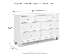 Fortman White Full Panel Bed, Dresser and Nightstand - Ornate Home