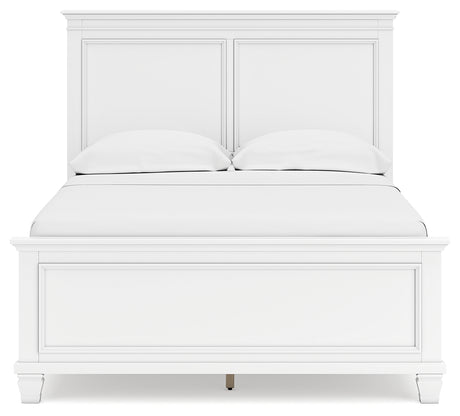 Fortman White Full Panel Bed, Dresser and Nightstand - Ornate Home