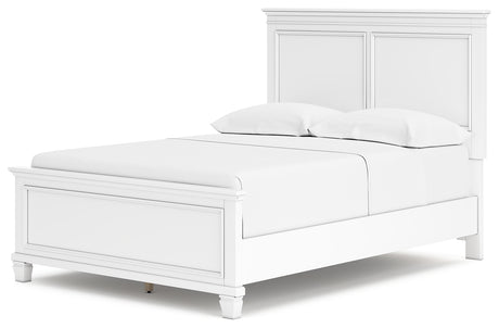 Fortman White Full Panel Bed, Dresser and Nightstand - Ornate Home