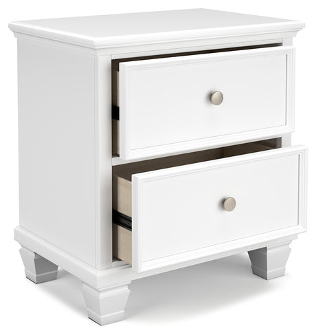 Fortman White Full Panel Bed, Dresser and Nightstand - Ornate Home