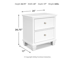Fortman White Full Panel Bed, Dresser and Nightstand - Ornate Home