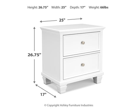 Fortman White Full Panel Bed, Dresser and Nightstand - Ornate Home