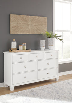 Fortman White Full Panel Bed, Dresser and Nightstand - Ornate Home