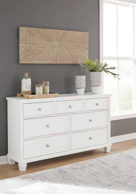 Fortman White Full Panel Bed, Dresser and Nightstand - Ornate Home