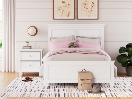 Fortman White Full Panel Bed, Dresser and Nightstand - Ornate Home