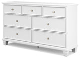 Fortman White King Panel Bed & Dresser & 2 Nightstands (Online Special Price) - Ornate Home