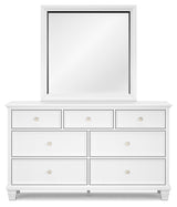 Fortman White King Panel Bed, Dresser, Mirror and Nightstand - Ornate Home
