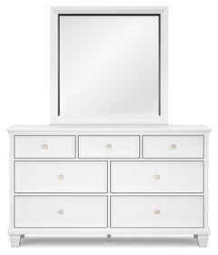Fortman White King Panel Bed, Dresser, Mirror and Nightstand - Ornate Home