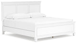 Fortman White King Panel Bed, Dresser, Mirror and Nightstand - Ornate Home