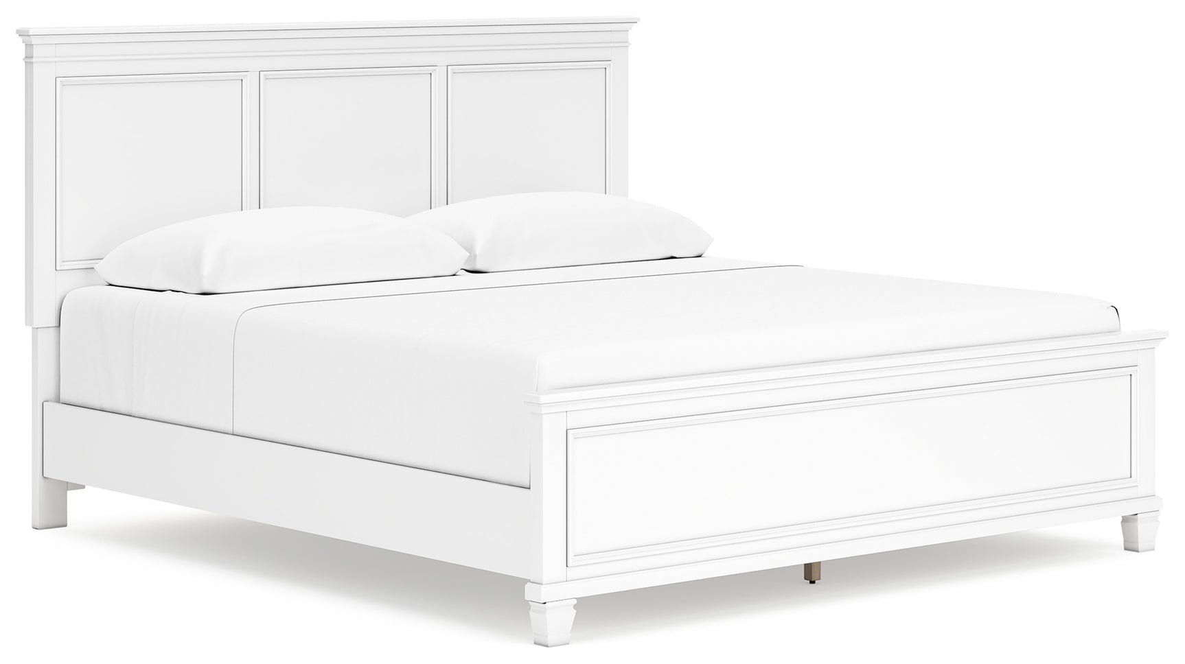 Fortman White King Panel Bed, Dresser, Mirror and Nightstand - Ornate Home